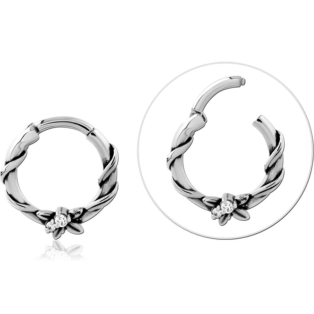 SURGICAL STEEL JEWELLED HINGED SEGMENT RING