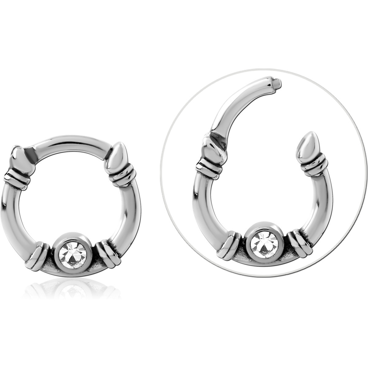 SURGICAL STEEL JEWELLED HINGED SEGMENT RING