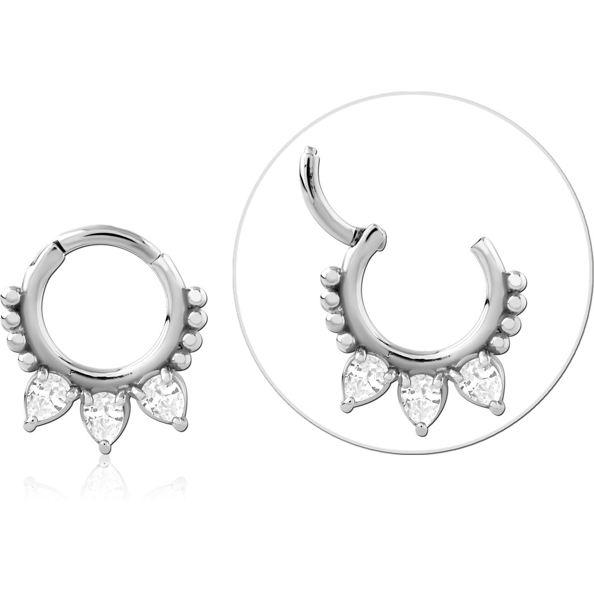 SURGICAL STEEL JEWELLED HINGED SEGMENT RING