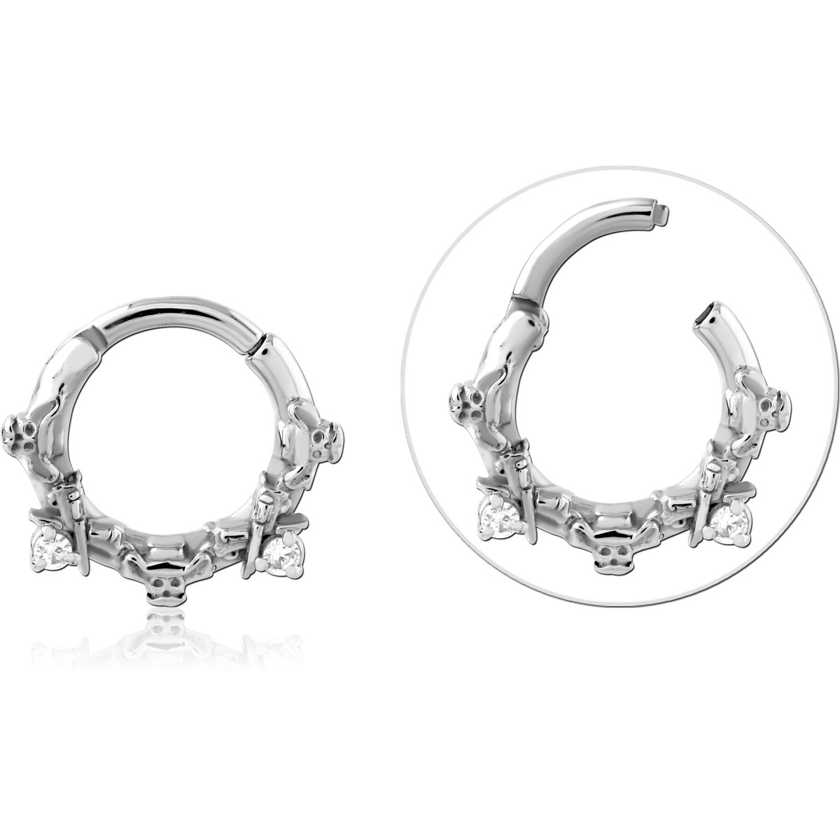 SURGICAL STEEL JEWELLED HINGED SEGMENT RING