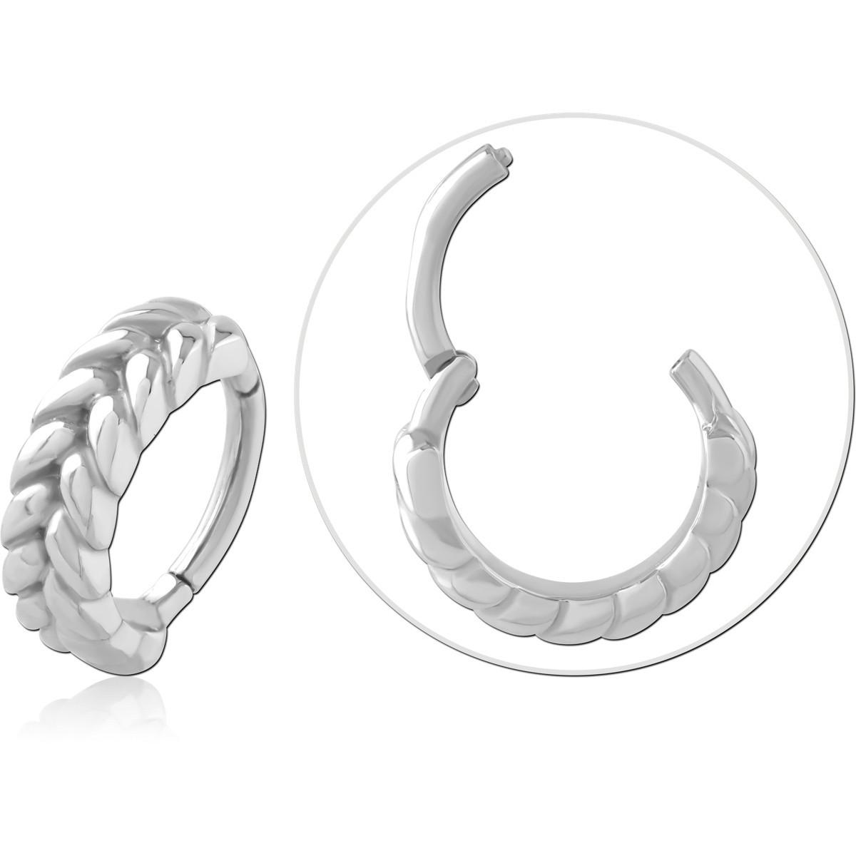 316L SURGICAL STEEL HINGE SEGMENT RING CURB CHAIN LINK DESIGN