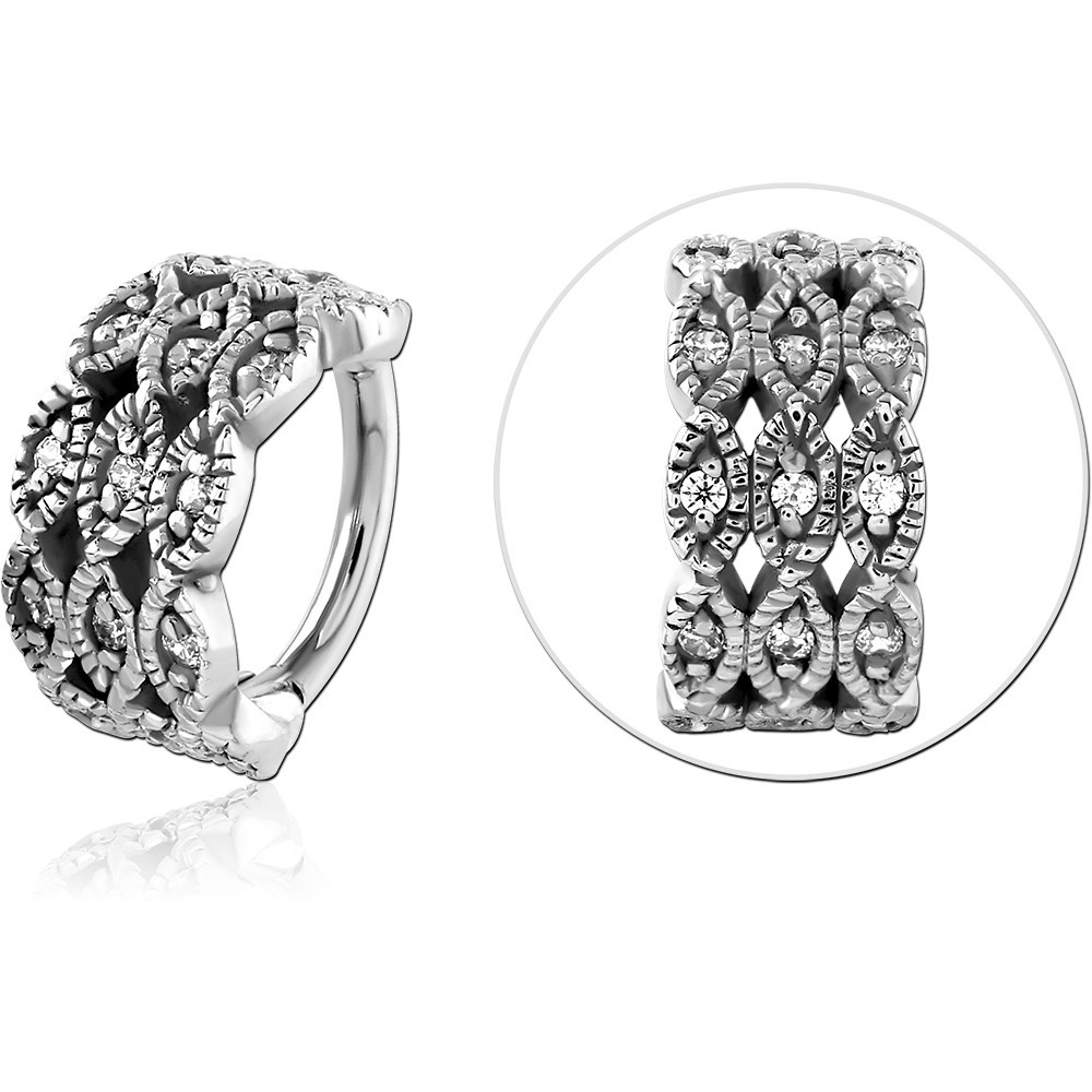 SURGICAL STEEL JEWELLED HINGED SEPTUM CLICKER RING