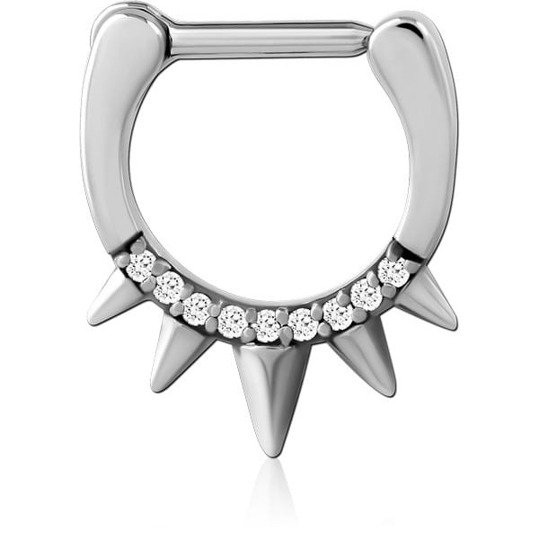 SURGICAL STEEL JEWELLED HINGED SEPTUM CLICKER RING