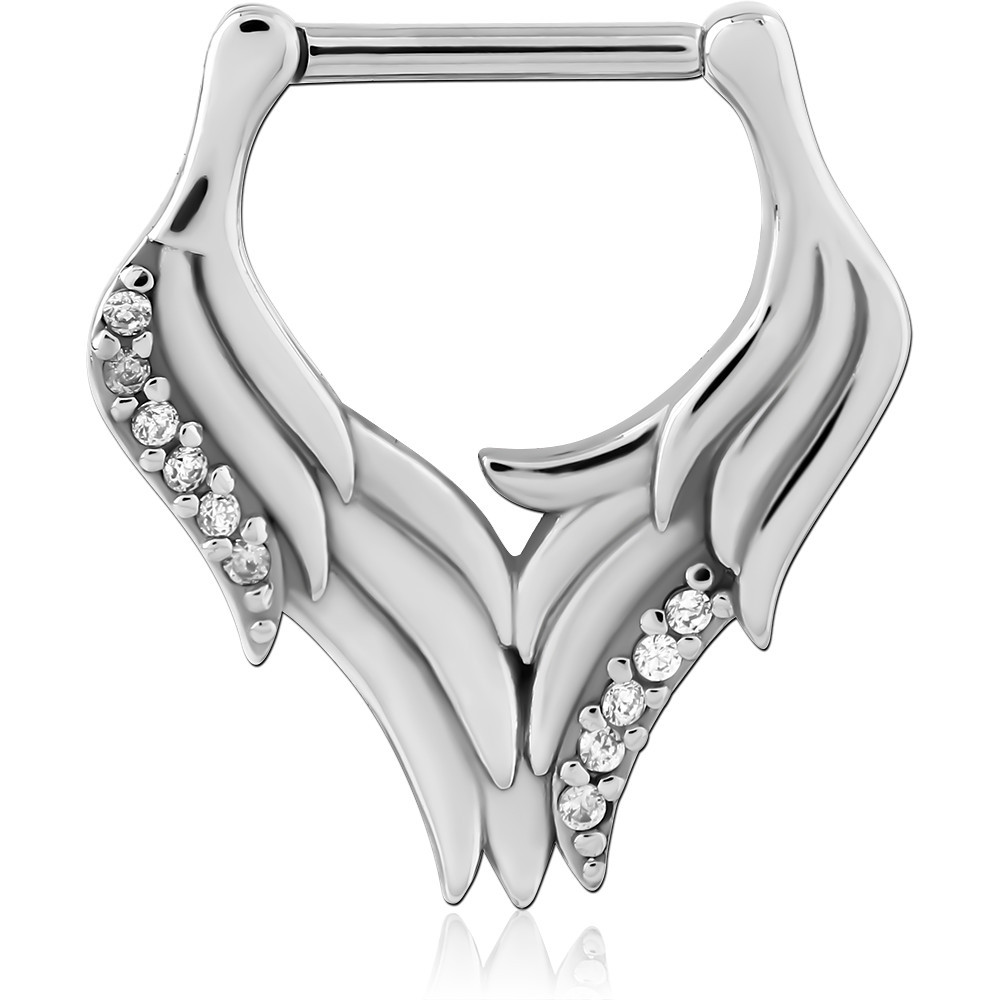 SURGICAL STEEL ROUND JEWELED HINGED SEPTUM CLICKER