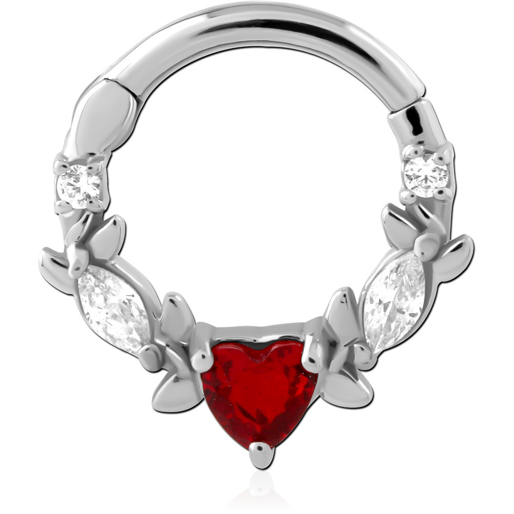 SURGICAL STEEL JEWELED HINGED SEPTUM CLICKER RING