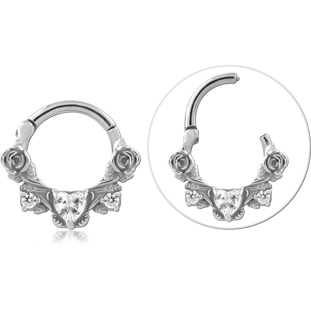 SURGICAL STEEL JEWELED HINGED SEPTUM CLICKER RING