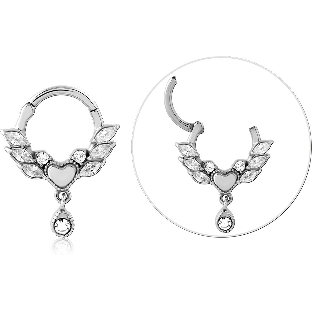 SURGICAL STEEL JEWELLED HINGED SEPTUM CLICKER RING