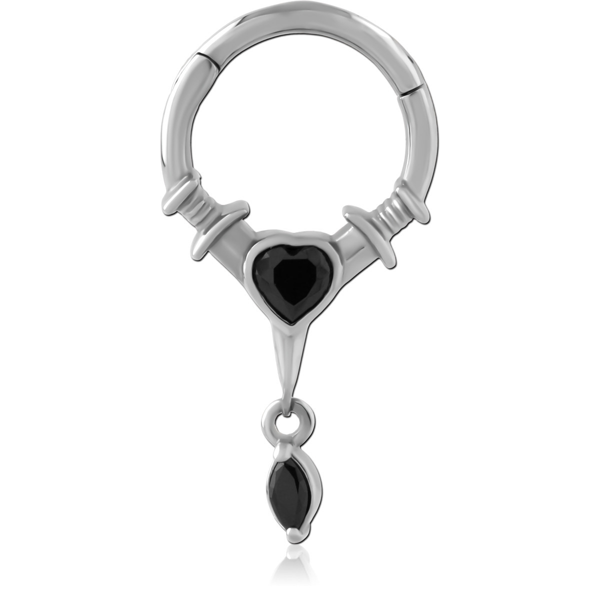 SURGICAL STEEL JEWELED HINGED SEPTUM CLICKER RING