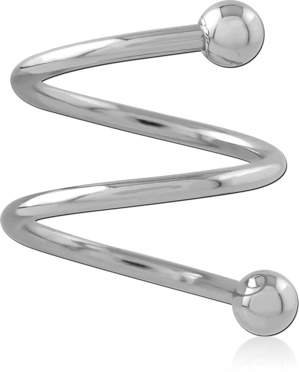 SURGICAL STEEL 2 TWIST SPIRAL WITH 3MM BALLS