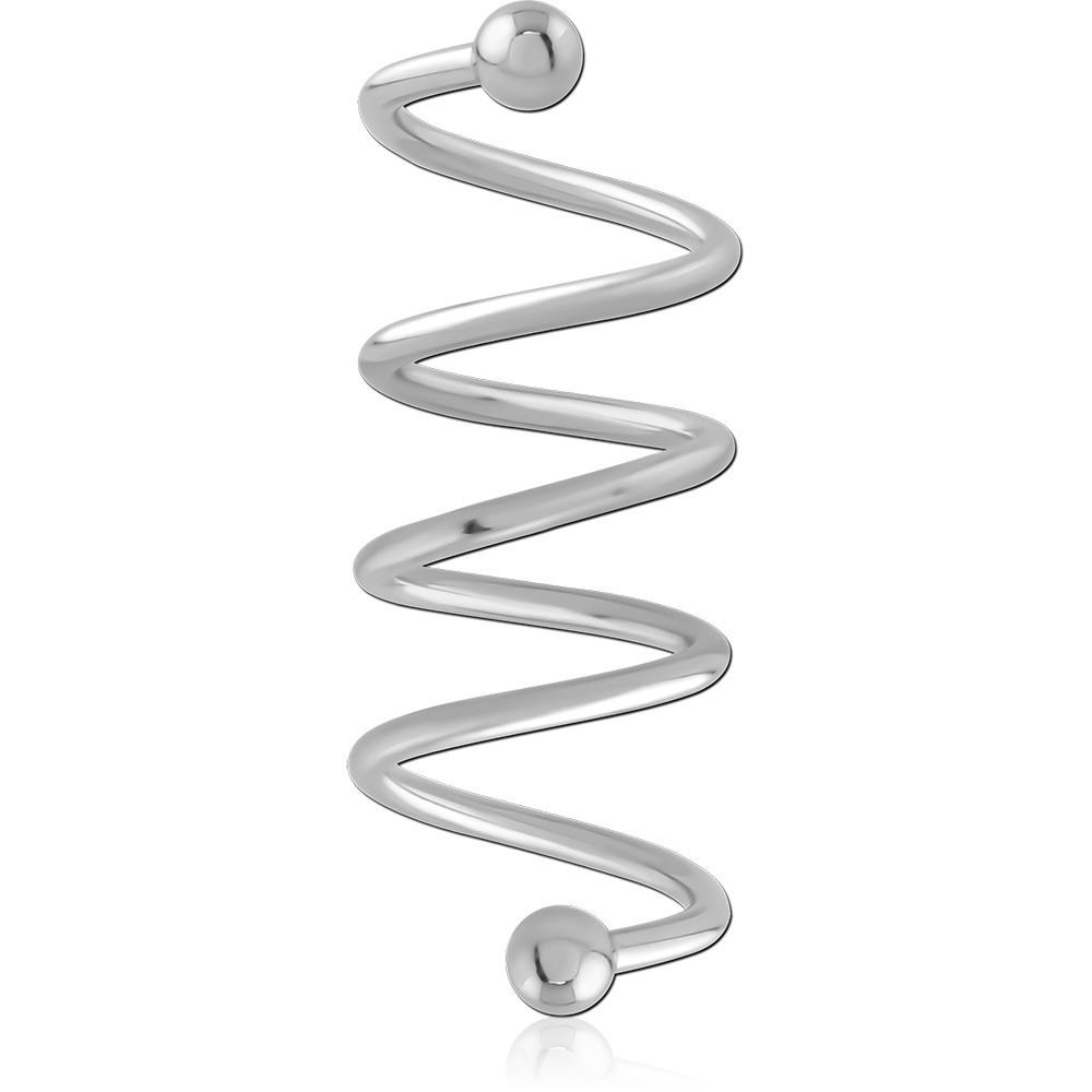 SURGICAL STEEL 4 TWIST SPIRAL WITH 3MM BALLS