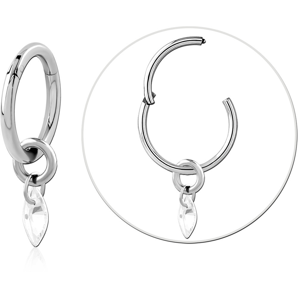 TITANIUM HINGED SEGMENT RING WITH TITANIUM SLIDING JEWELED CHARM
