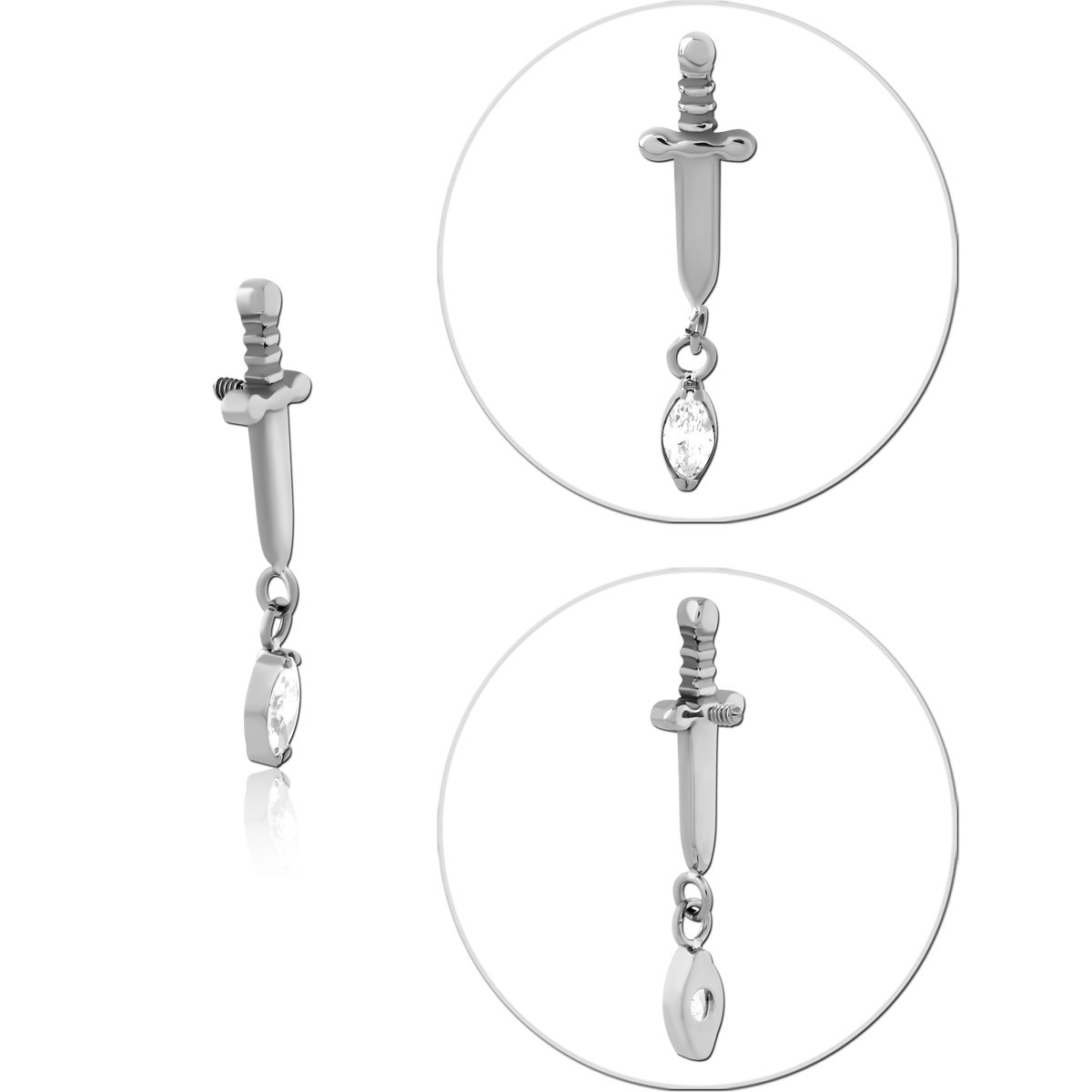 TITANIUM JEWELED MICRO ATTACHMENT FOR 1.2MM INTERNALLY THREADED PINS-SWORD