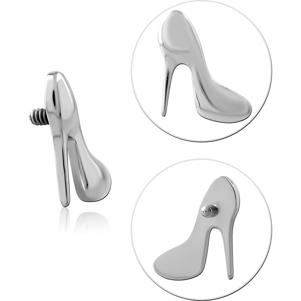 TITANIUM GRADE 23 6AL-4V ELI ASTM F136 INTERNAL THREADED ATTACHMENT HIGH HEEL SHOE