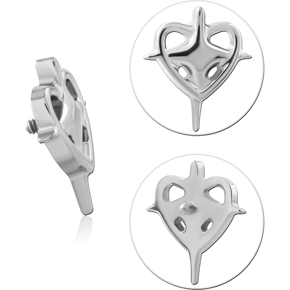 TITANIUM GRADE 23 INTERNAL THREADED ATTACHMENT SPIKED OPEN HEART CUTOUT TOP