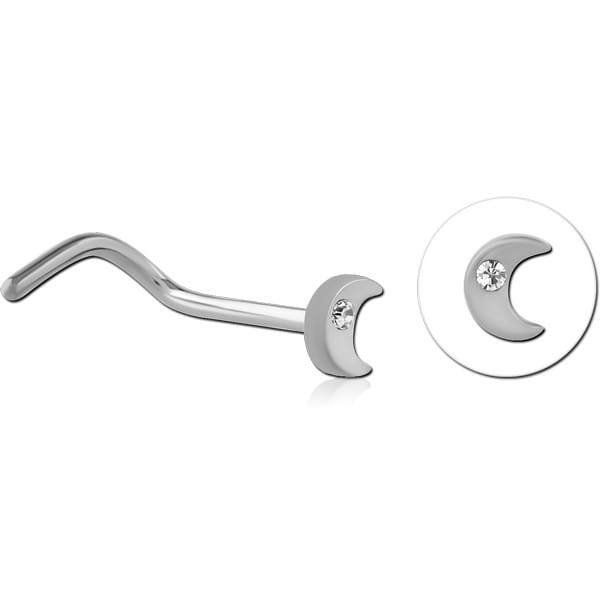 TITANIUM JEWELLED CURVED NOSE STUD - MOON