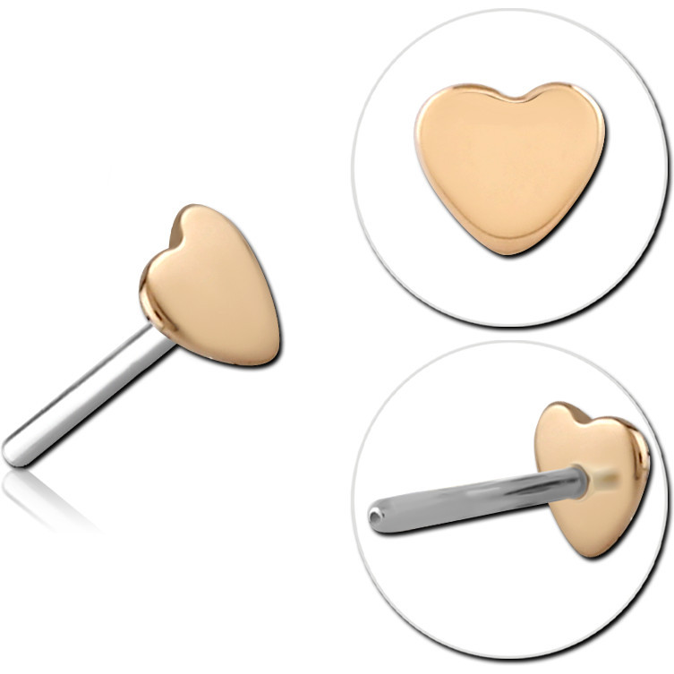 14K GOLD ATTACHMENT TITANIUM THREADLESS PIN