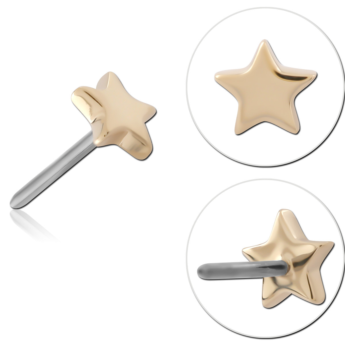 14K YELLOW GOLD THREADLESS TOP STAR