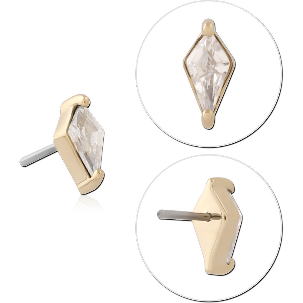 14K YELLOW GOLD TOP WITH TITANIUM THREADLESS PIN KITE GEM
