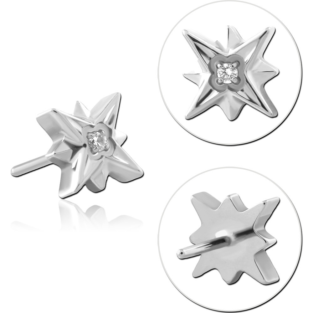 TITANIUM GRADE 23 THREADLESS TOP EIGHT POINT STAR CLEAR GEM