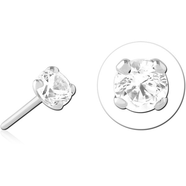 14K WHITE GOLD JEWELLED ATTACHMENT TITANIUM THREADLESS PIN