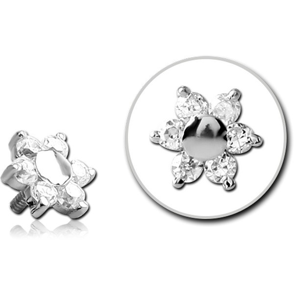 14K WHITE GOLD JEWELLED ATTACHMENT FOR 1.2MM INTERNALLY THREADED PINS