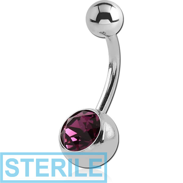 STERILE SURGICAL STEEL VALUE JEWELLED NAVEL BANANA