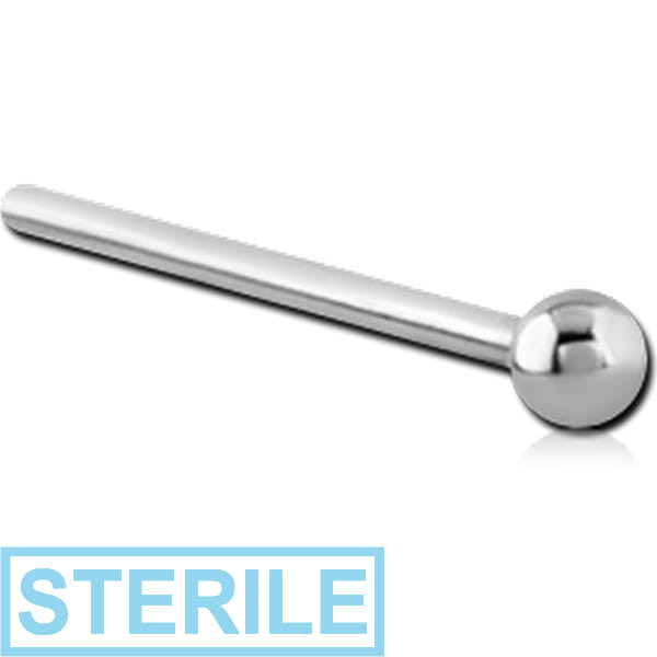 STERILE SURGICAL STEEL STRAIGHT BALL NOSE STUD 15MM