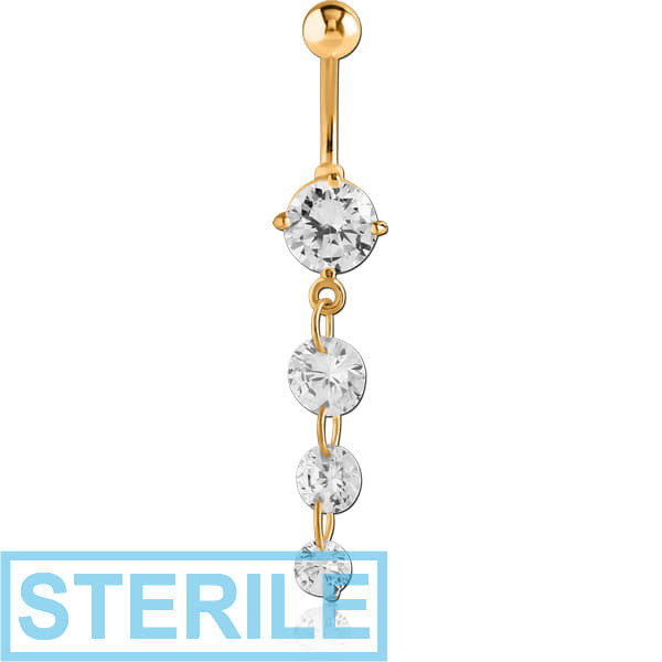 STERILE GOLD PVD COATED SURGICAL STEEL ROUND PRONG SET
