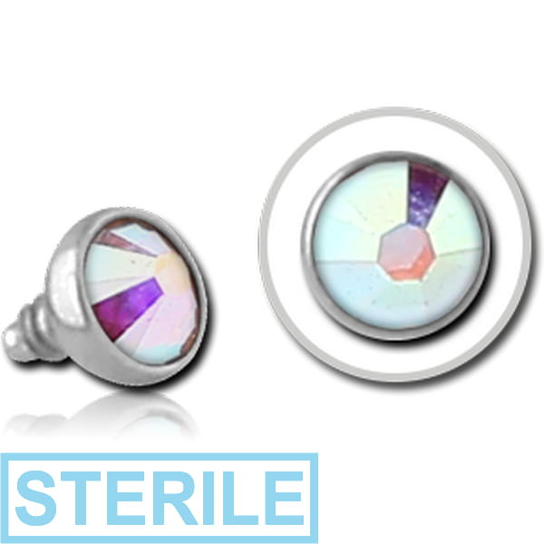 STERILE SURGICAL STEEL SWAROVSKI CRYSTAL JEWELLED DISC FOR 1.2MM INTERNALLY THREADED PINS