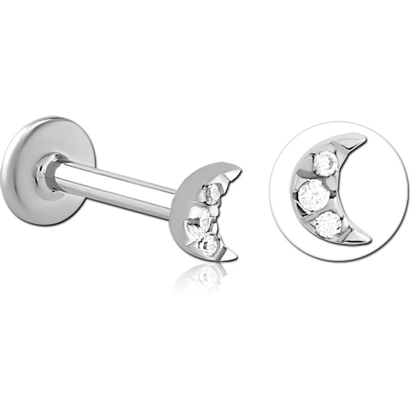 STERILE SURGICAL STEEL INTERNALLY THREADED JEWELLED MICRO LABRET
