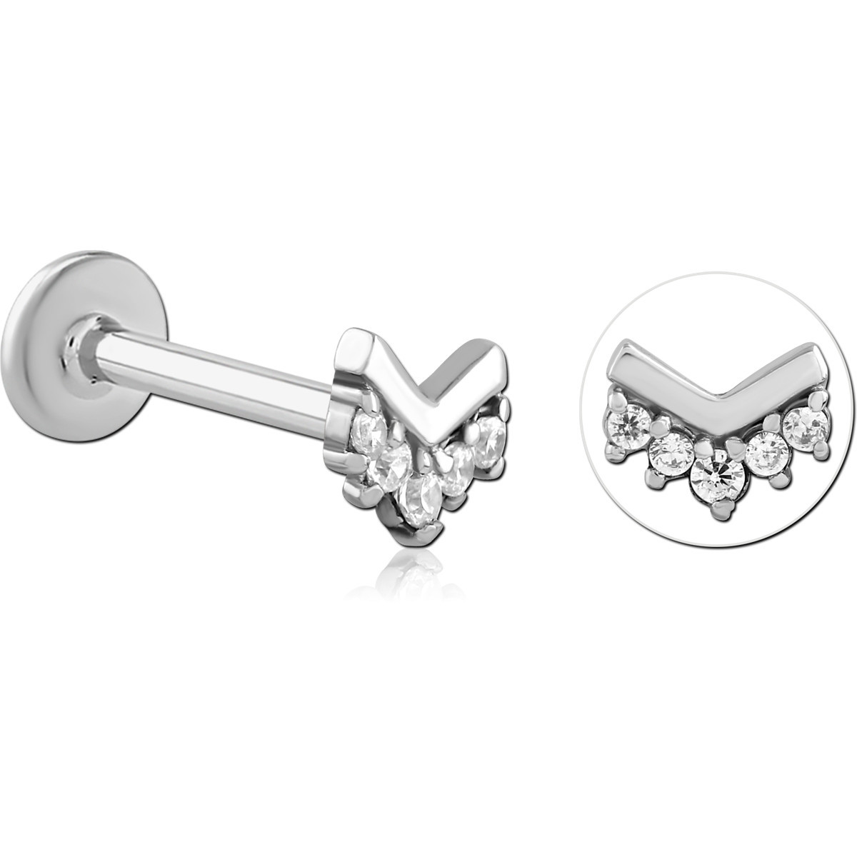 STERILE SURGICAL STEEL INTERNALLY THREADED JEWELLED MICRO LABRET