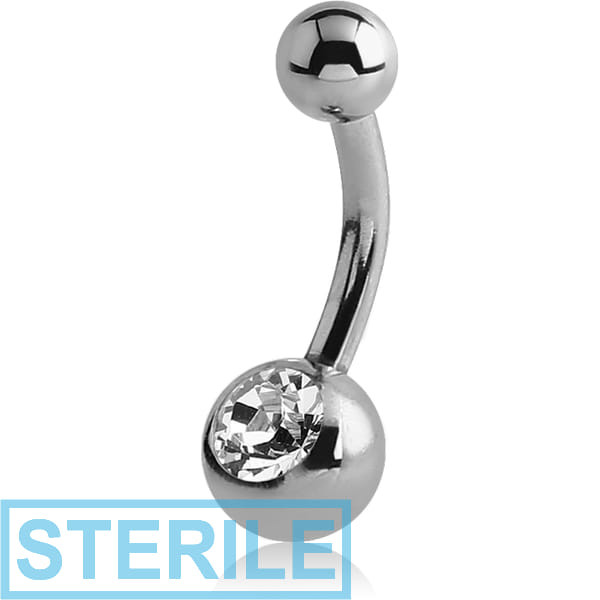 STERILE SURGICAL STEEL INTERNALLY THREADED JEWELLED MINI NAVEL BANANA
