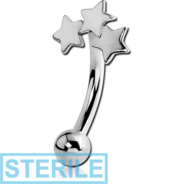 STERILE SURGICAL STEEL TRIPLE STARS FANCY CURVED MICRO BARBELL