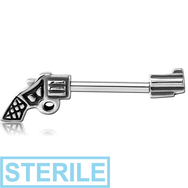 STERILE SURGICAL STEEL NIPPLE BAR - GUN