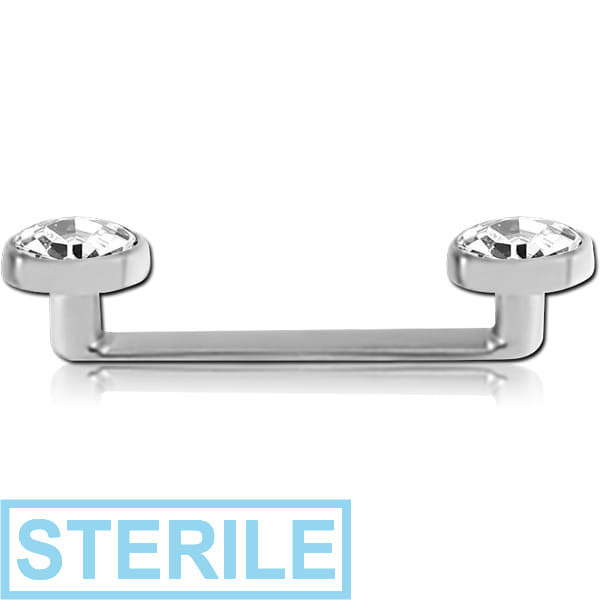 STERILE FLAT INTERNALLY THREADED TITANIUM SURFACE BARBELL WITH FLAT JEWELLED DISCS