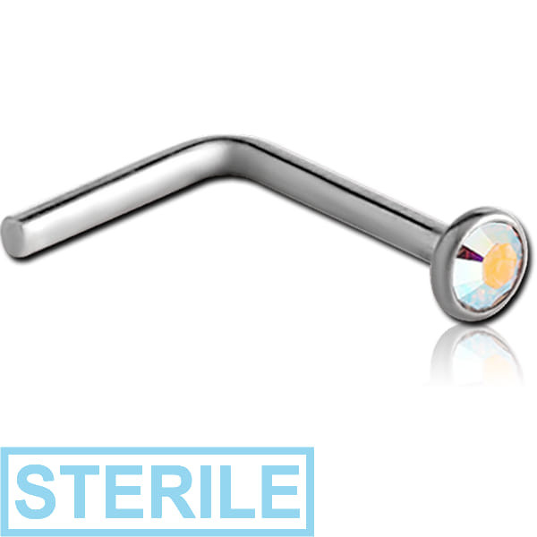 STERILE TITANIUM JEWELLED CURVED NOSE STUD