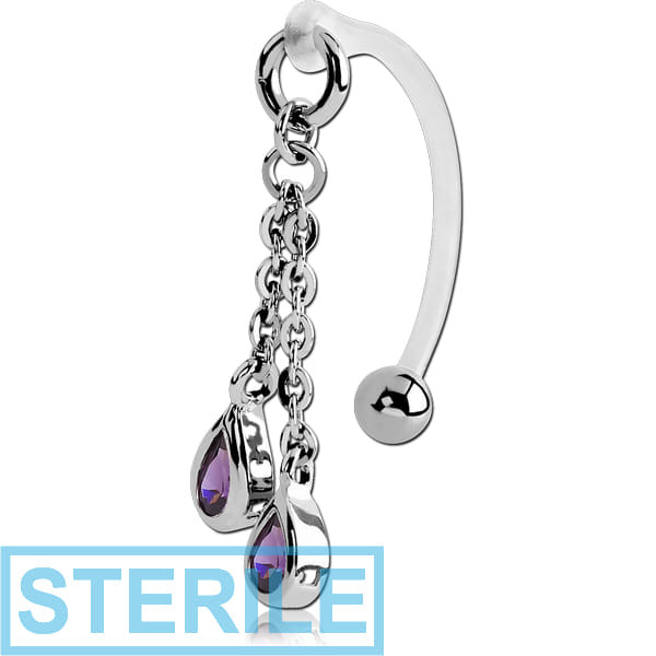 STERILE BIOFLEX VERTICAL HOOD BANANAS WITH SURGICAL STEEL CHARMS - CAN BE CUT TO SIZE