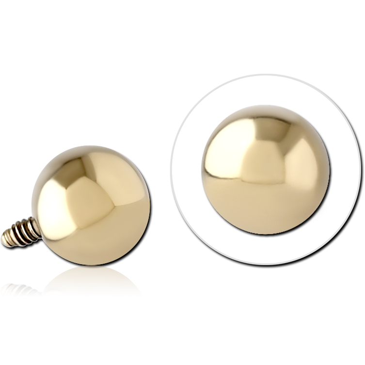 ZIRCON GOLD PVD COATED SURGICAL STEEL BALL FOR 1.2MM INTERNALLY THREADED PIN