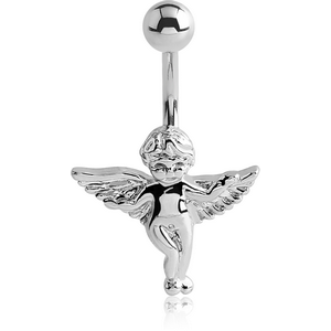 RHODIUM PLATED BRASS JEWELLED NAVEL BANANA - ANGLE