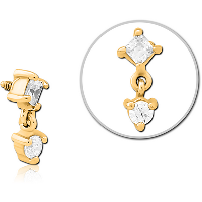 GOLD PVD COATED SURGICAL STEEL JEWELLED MICRO ATTACHMENT FOR 1.2MM INTERNALLY THREADED PINS