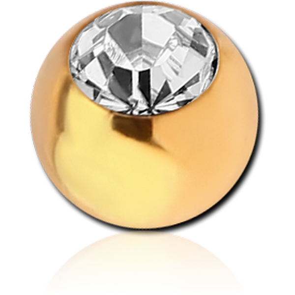 GOLD PVD COATED SURGICAL STEEL VALUE CRYSTAL JEWELLED MICRO BALL