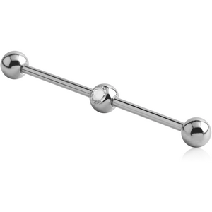 SURGICAL STEEL HIGH END CRYSTAL JEWELLED INDUSTRIAL BARBELL