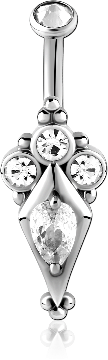 SURGICAL STEEL INTERNALLY THREADED DOUBLE JEWELLED NAVEL BANANA