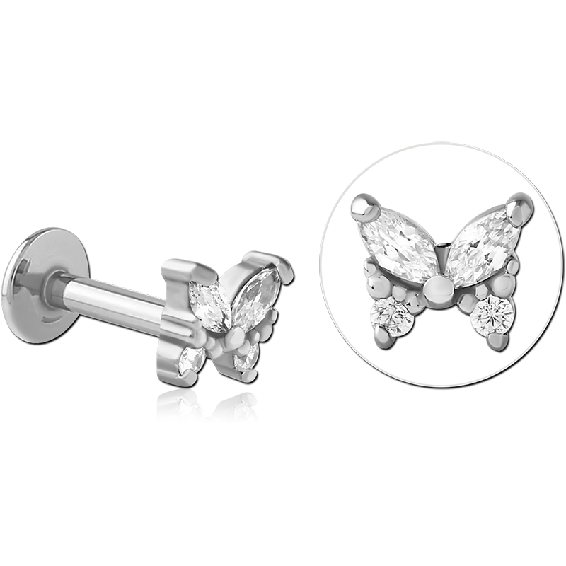 SURGICAL STEEL INTERNALLY THREADED JEWELLED MICRO LABRET