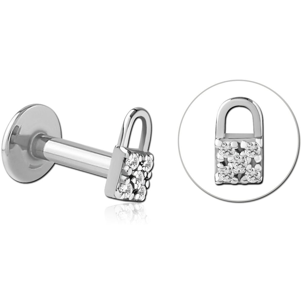 SURGICAL STEEL INTERNALLY THREADED JEWELLED MICRO LABRET
