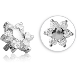 SURGICAL STEEL JEWELLED MICRO ATTACHMENT FOR 1.2MM INTERNALLY THREADED PINS - FLOWER