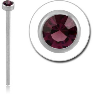 SURGICAL STEEL FLAT STONE PREMIUM CRYSTAL JEWELLED STRAIGHT NOSE STUD 15MM