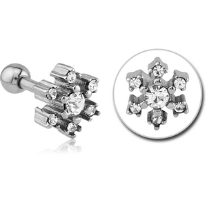 SURGICAL STEEL SWAROVSKI CRYSTAL JEWELLED TRAGUS MICRO BARBELL - FLOWER