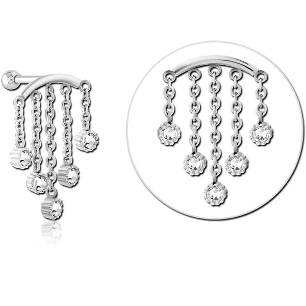 SURGICAL STEEL MICRO BARBELL WITH JEWELLED CHARM