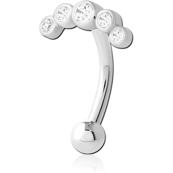 SURGICAL STEEL JEWELLED FANCY CURVED MICRO BARBELL